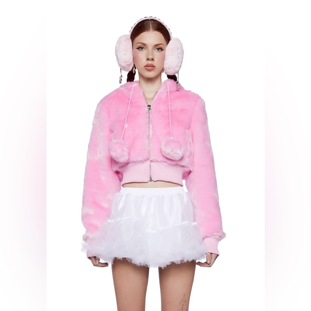 Sugar Thrillz CANDY BLOSSOM FAUX FUR JACKET- PINK XL - Picture 6 of 9